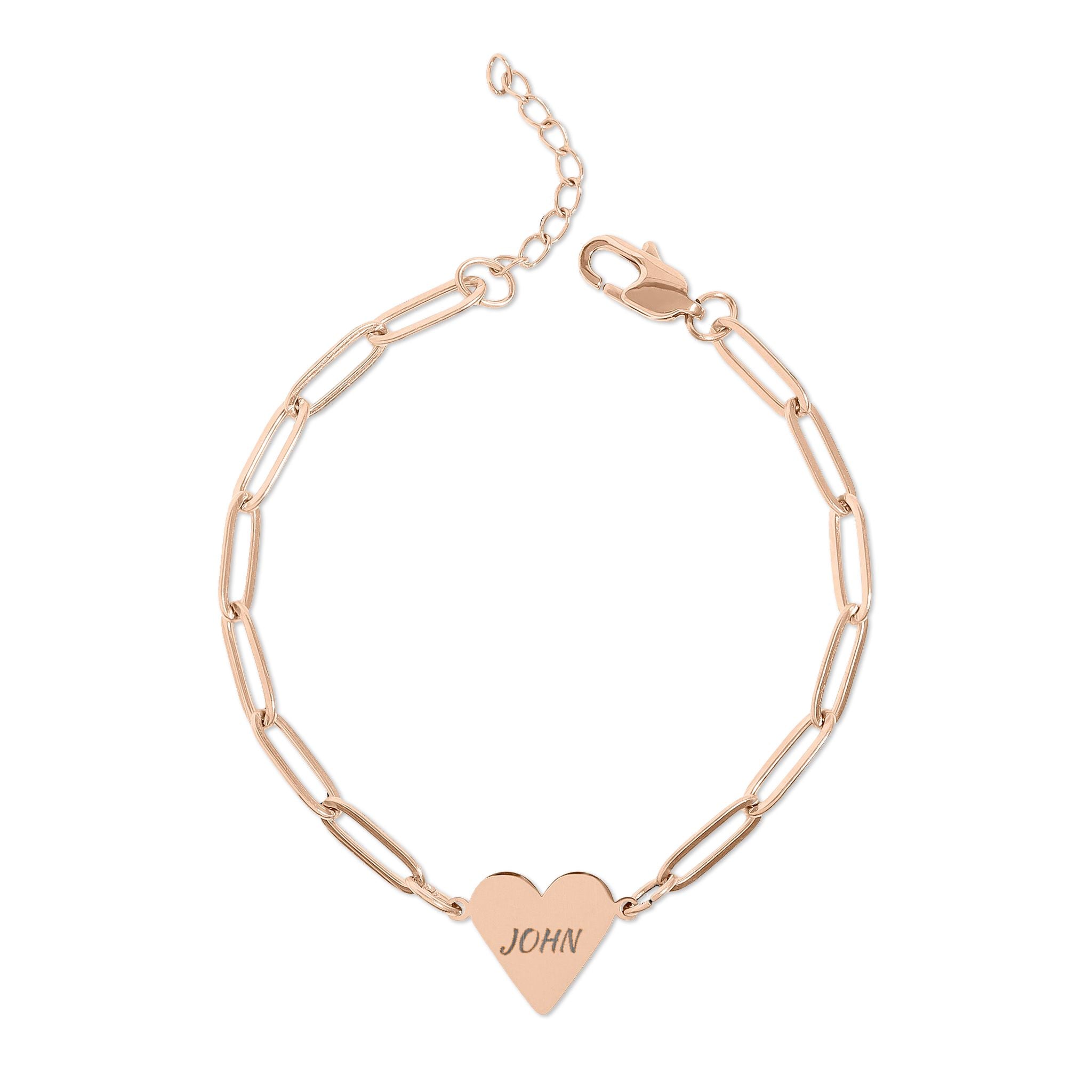Engravable Paperclip Heart Bracelet