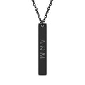 Black necklace with a bar pendant engraved with 'A & M' on a white background