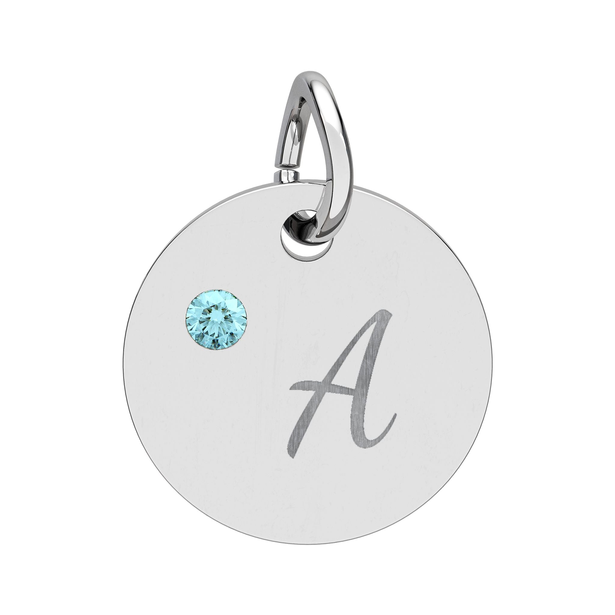 Engraved Birthstone Circle Charm — Personalized Initial Pendant