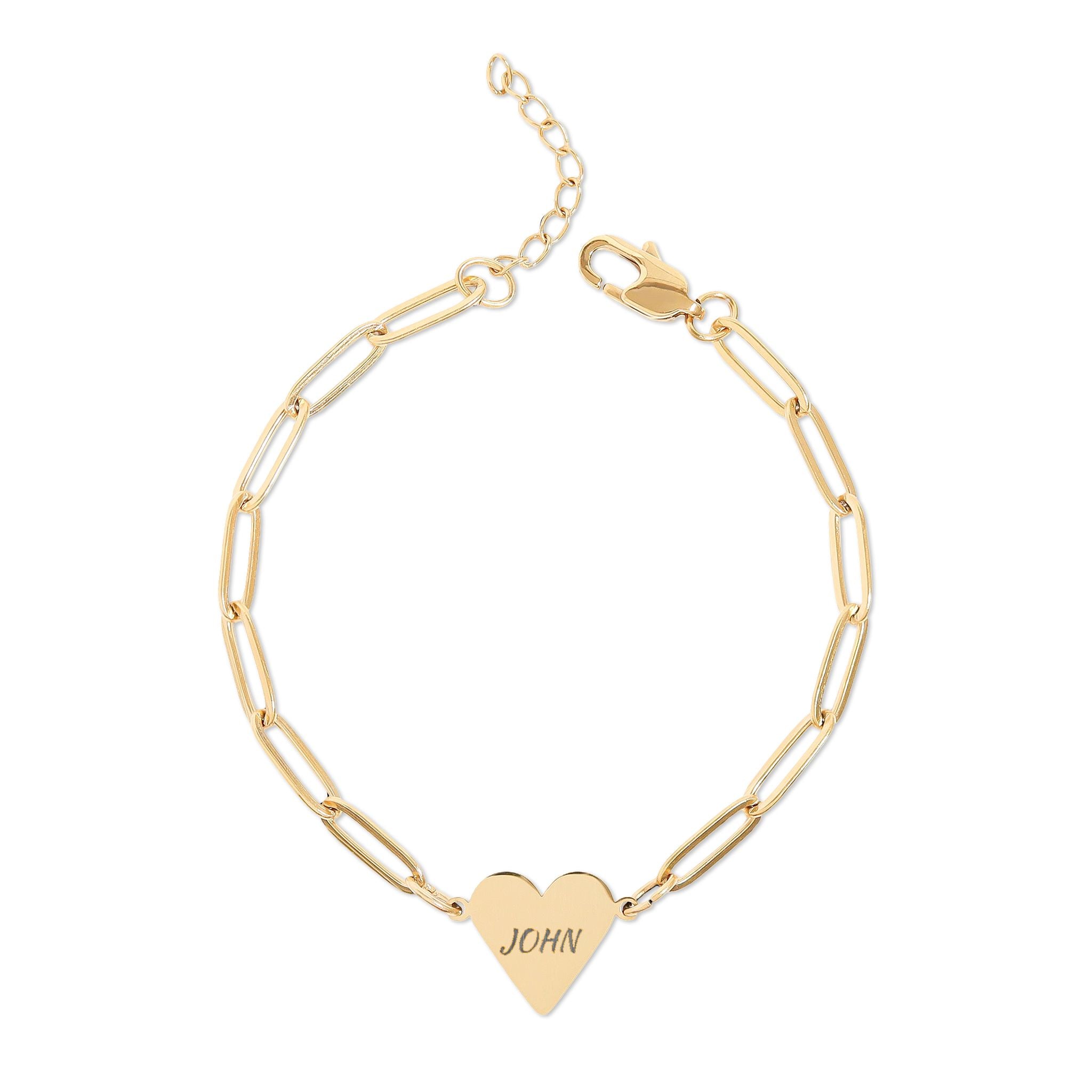 Engravable Paperclip Heart Bracelet