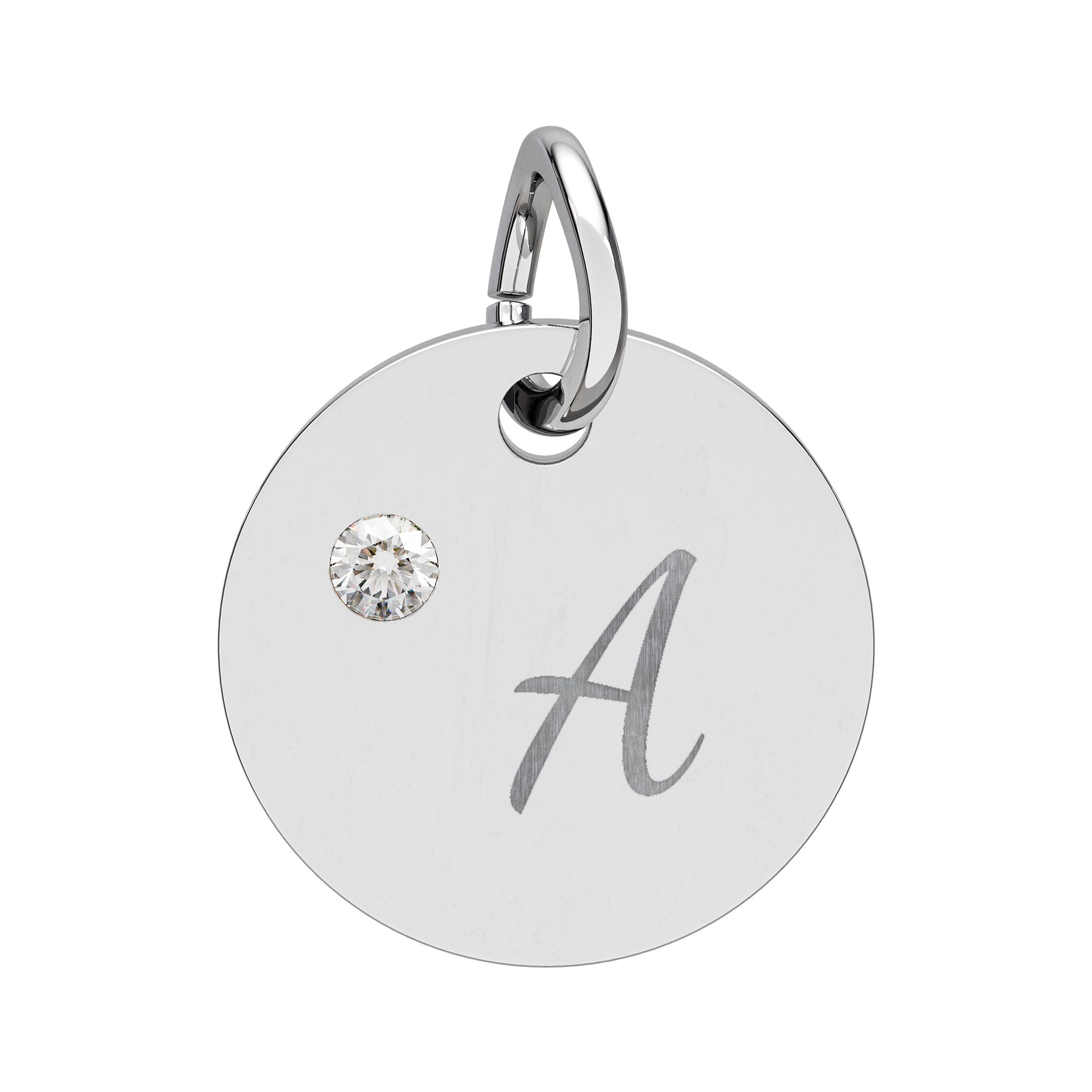 Engraved Birthstone Circle Charm — Personalized Initial Pendant
