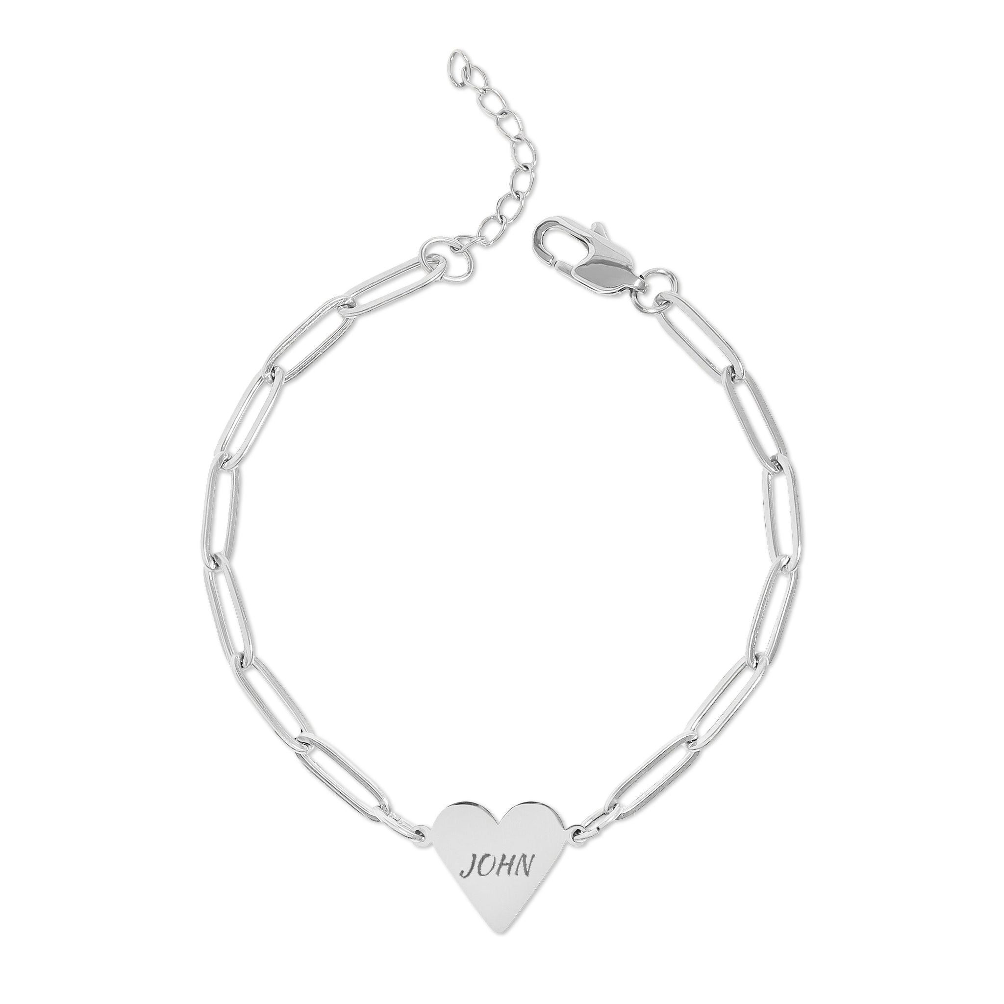 Engravable Paperclip Heart Bracelet